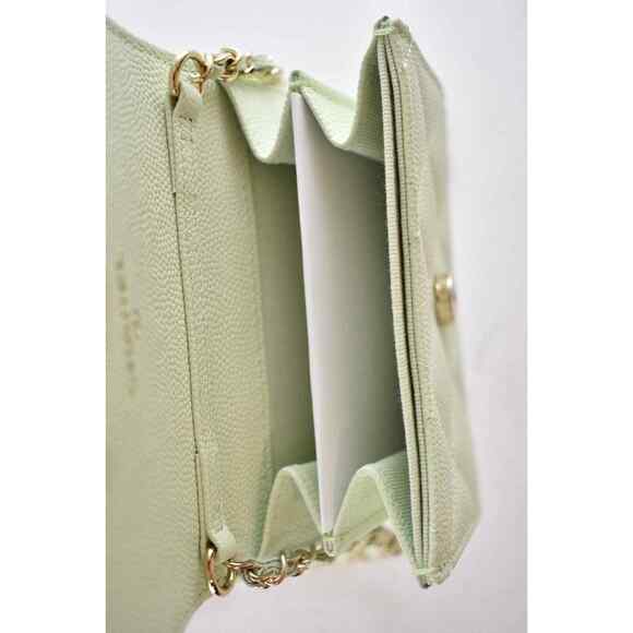 Chanel 22C Green Caviar Mini Wallet On Chain Gold Card Shoulder Crossbody Bag - Picture 12 of 12